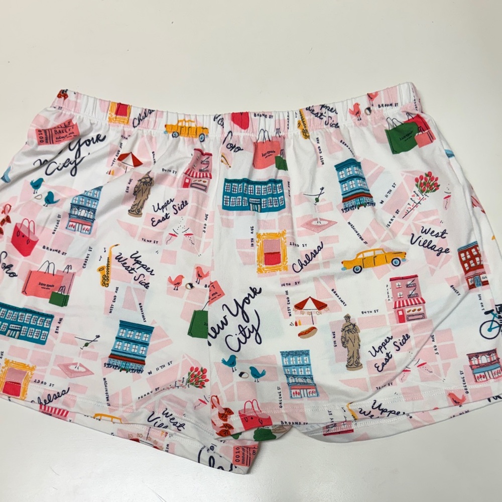 Kate Spade White and Pink City Print Women's 2 piece pajamas